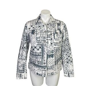 Chico's | Women's Blue and White Graphic Print Jacket | Size: M